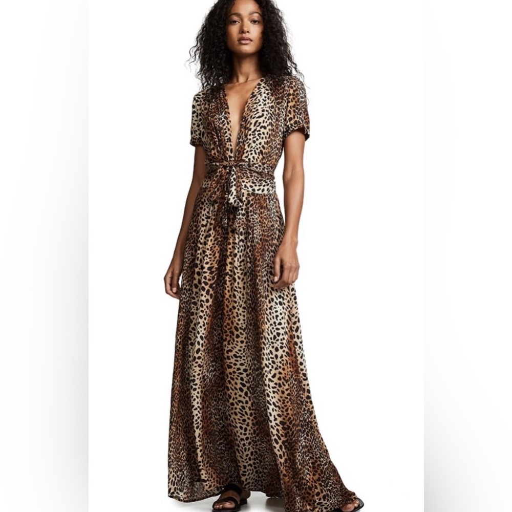 SEXY low cut Melissa Odabash Lou dress leopard Print Maxi